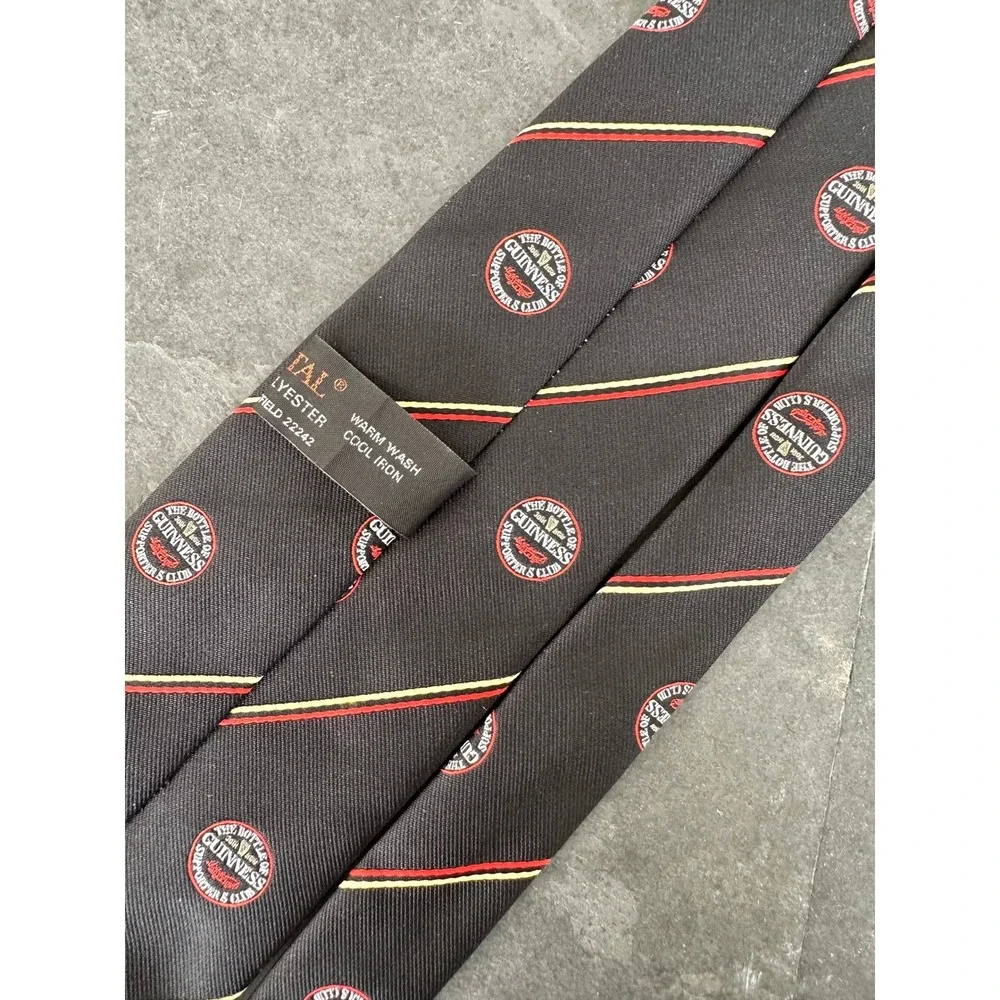 Vintage Guinness Tootal Beer Logo necktie black polyester novelty short